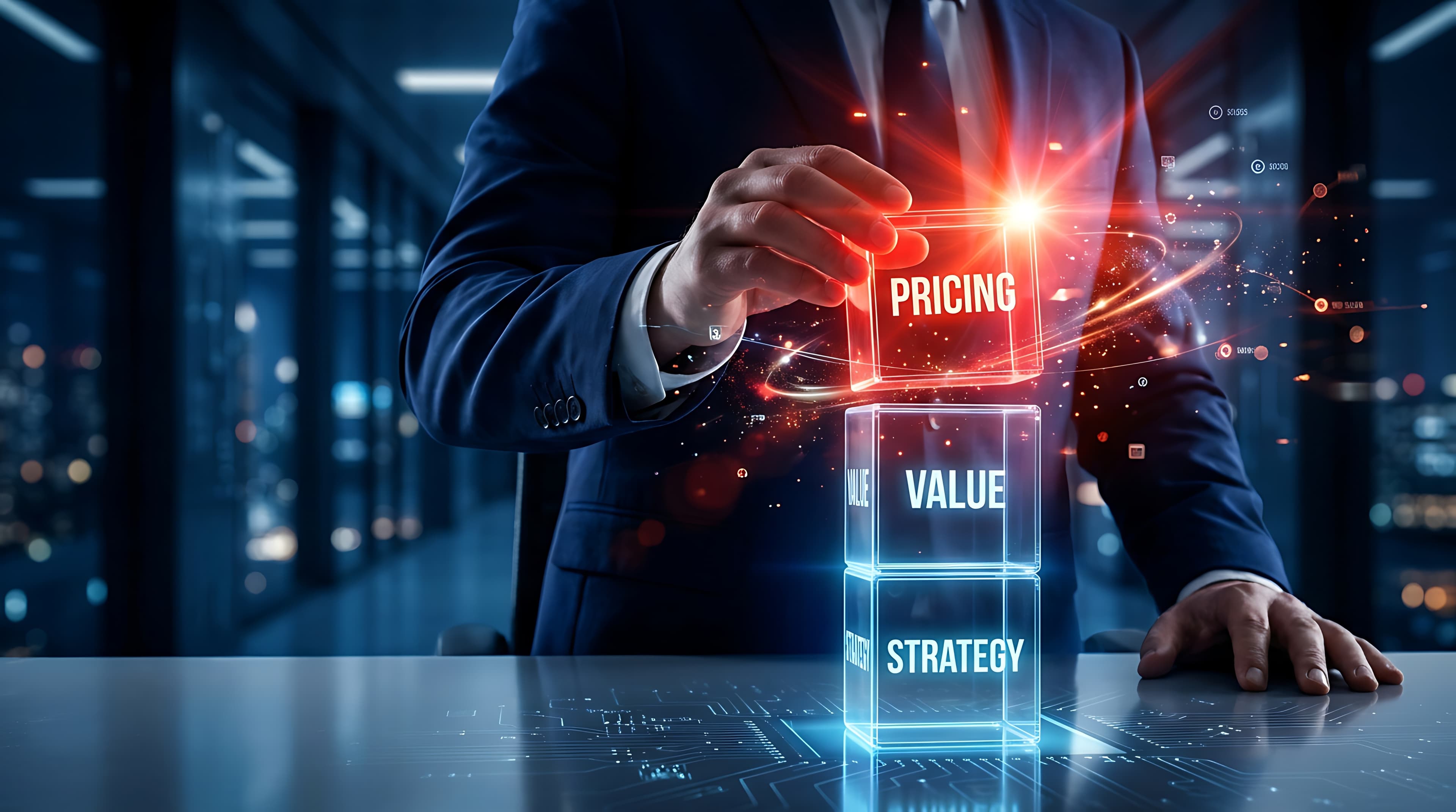 Visualización del valor de pricing sobre una mesa de trabajo digital